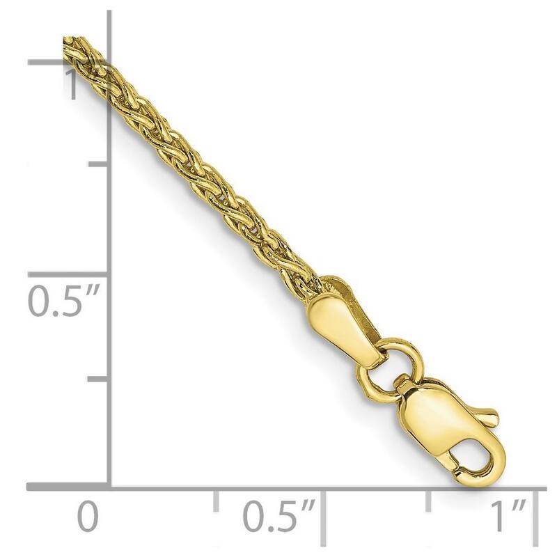 Curata 10k Yellow Gold 1.9mm Parisian Wheat Chain Bracelet