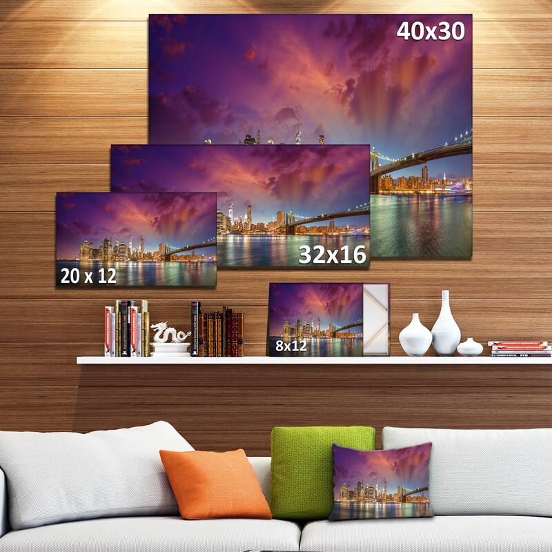 New York Manhattan Skyline with Clouds - Cityscape Canvas print - Multi-color