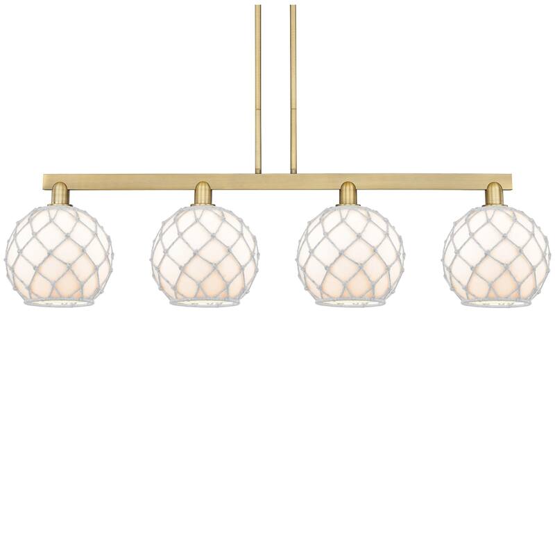 Innovations Lighting 716-4I-13-53 Farmhouse Rope Linear Farmhouse Rope - Brushed Brass / White Glass with White Rope