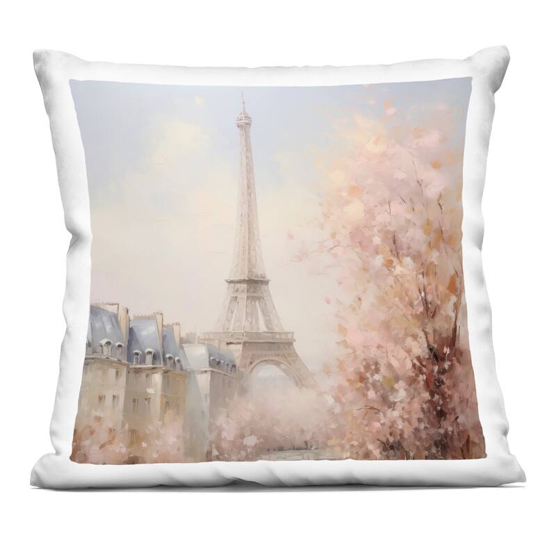 Stupell Parisian Eiffel Tower Cityscape Decorative Printed Throw Pillow Design by Arlington Prints - Accent - Polyester - Beige - Single