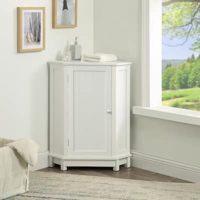 Triangle Corner Bathroom Cabinet with Adjustable Shelves, MDF Construction