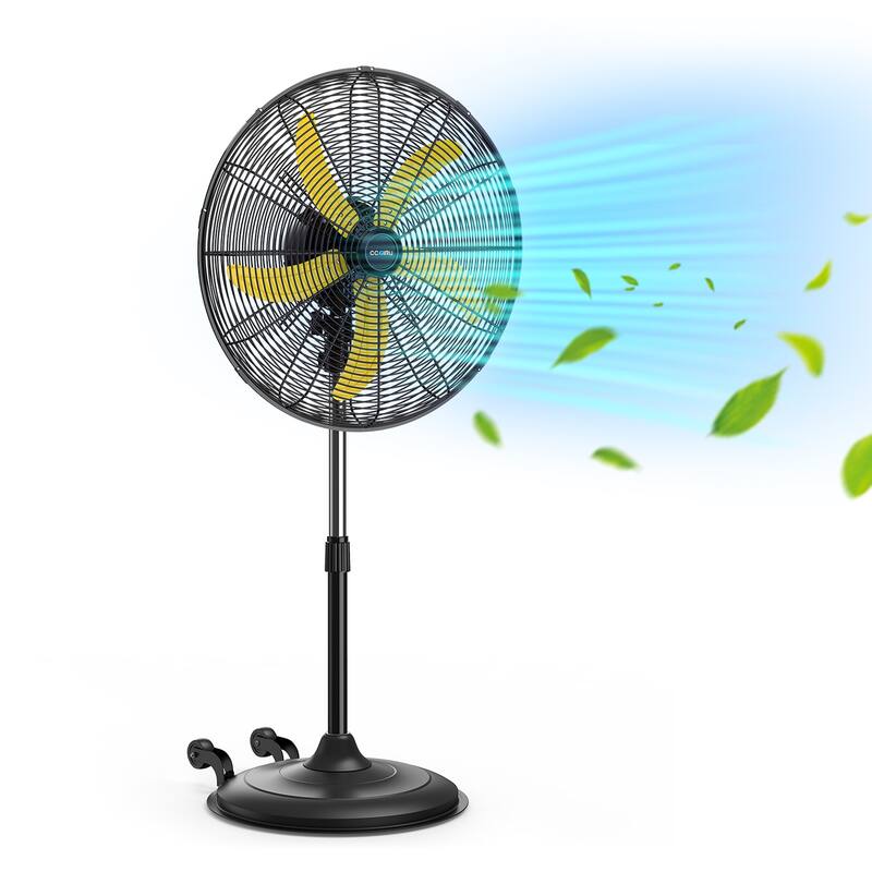 20" Industrial Oscillating Black 3-Speed Commercial Pedestal Fan