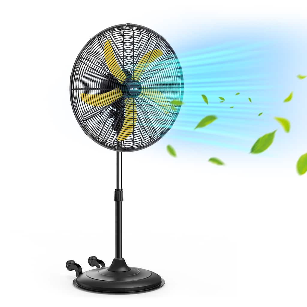 20" Industrial Oscillating Black 3-Speed Commercial Pedestal Fan