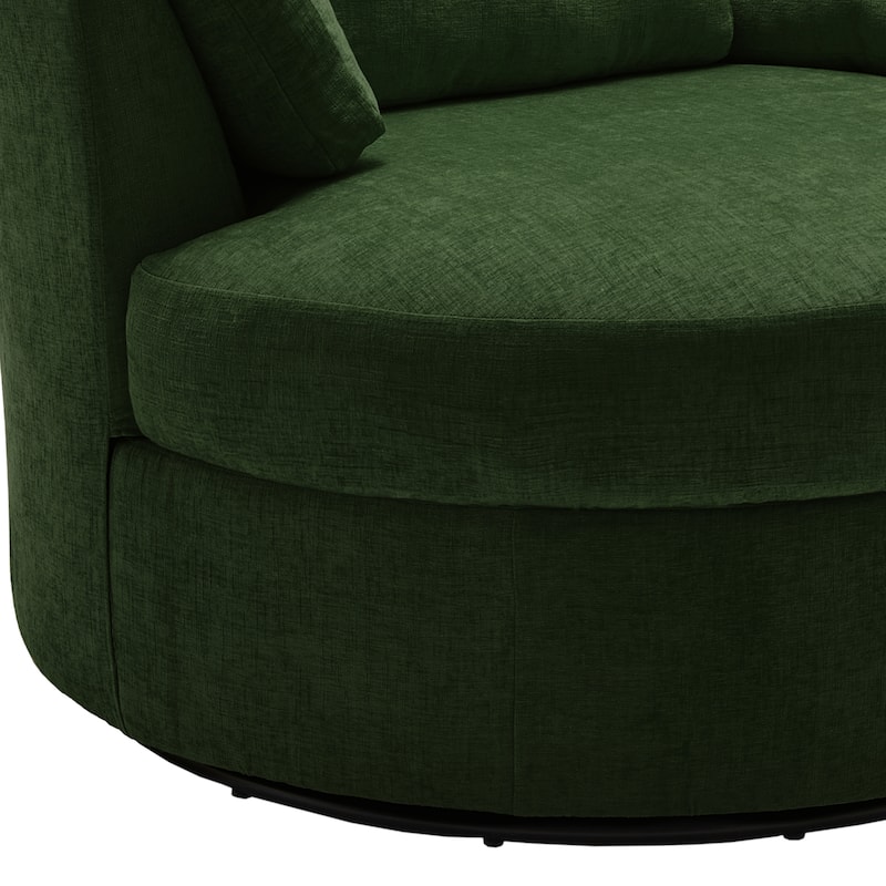 Upholstered Swivel Accent Chair with Wooden Tray Storage Ottoman