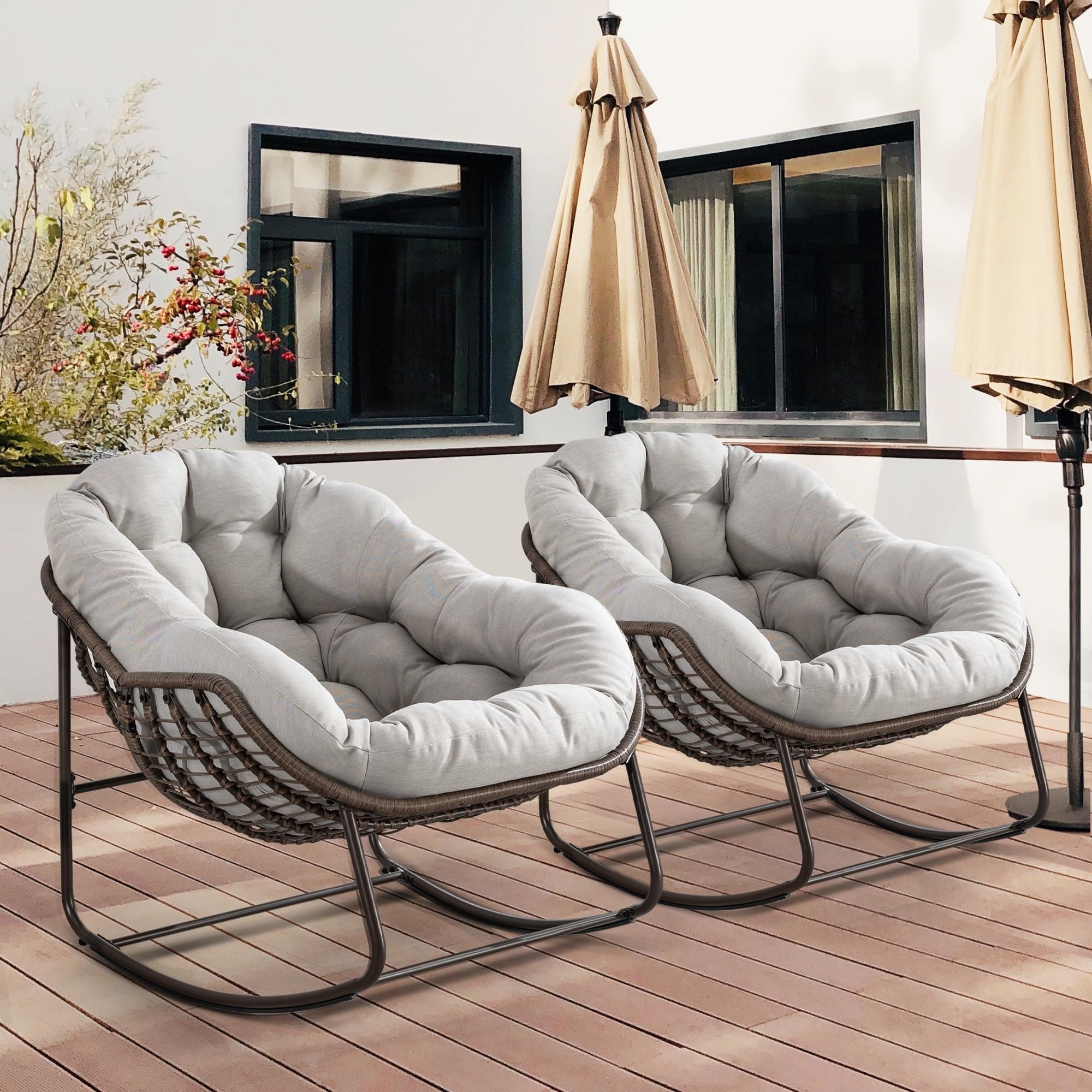 Outdoor Padded Cushion Rocking Chair Patio Oversized Rattan Egg Chair On Sale Bed Bath Beyond 39476742