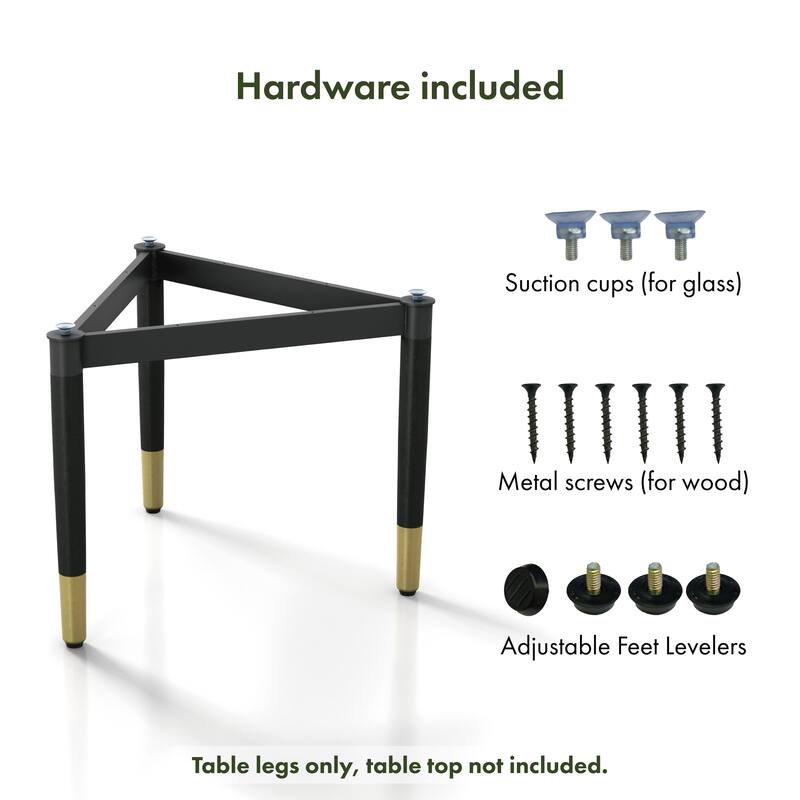 Furniture of America Mil Modern Tapered Black & Gold Table Legs for Coffee Table