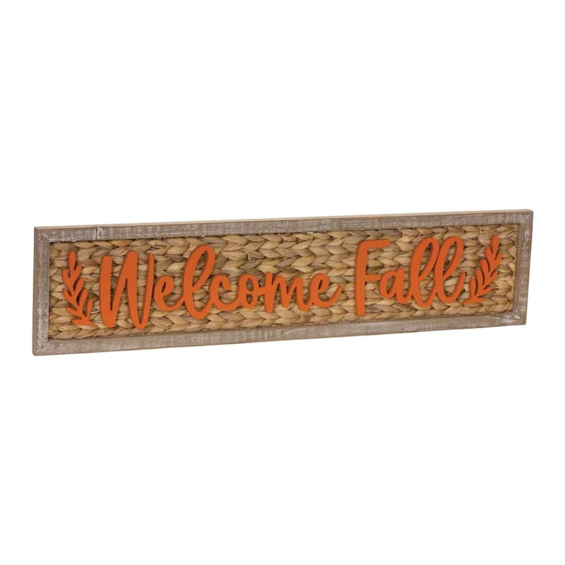 "Welcome Fall" Harvest Wall Sign - 32" - Brown and Orange