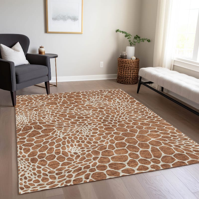 Machine Washable Indoor/ Outdoor Chantille Animal Print Rug