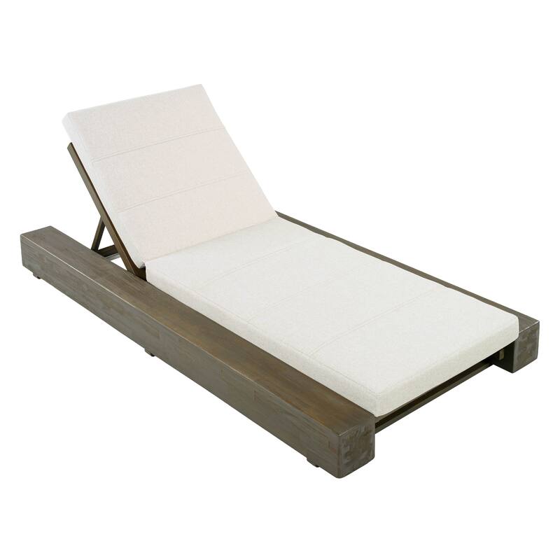 Christopher Knight Home - Amedea Outdoor Acacia Wood Chaise Lounge with Adjustable Backrest & Water-Resistant Cushion