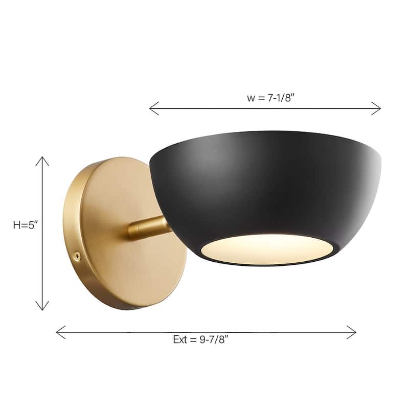 Wall Sconce in Matte Black and Natural Brass