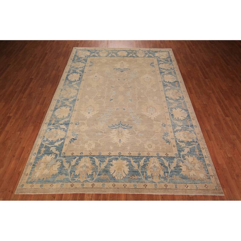 Oushak Turkish Area Rug Handmade Vegetable Dye Wool Carpet - 8'0" x 11'2"