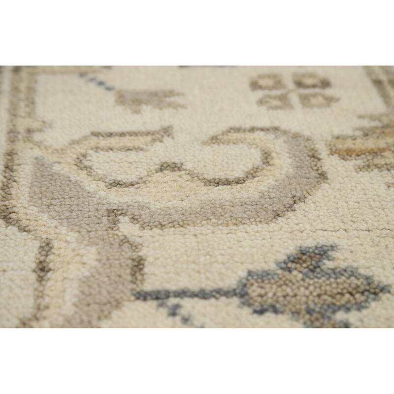 Slate Oushak Indian Area Rug Hand-Knotted Wool Carpet - 7'10" x 9'9"
