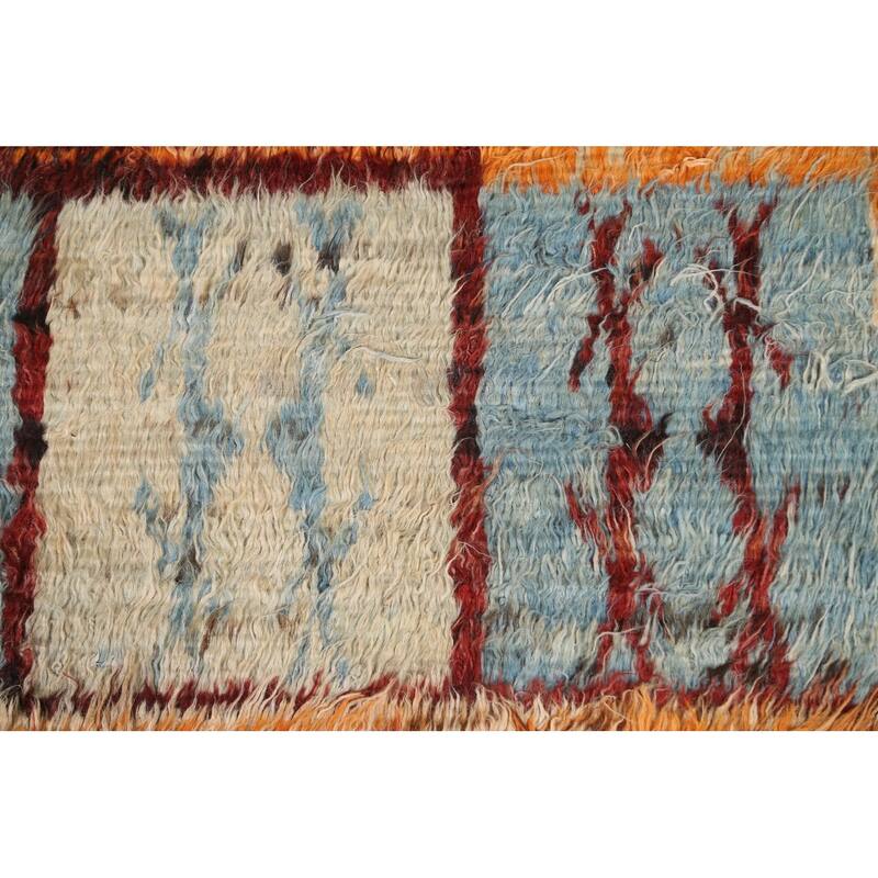 Hand Knotted Oriental 100% Wool Carpet Modern Tribal Red Moroccan Area Rug - 9' 9'' X 7' 0''