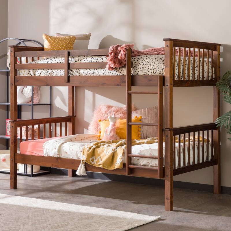 Walker Edison Como Solid Wood Mission Twin Convertible Bunk Bed