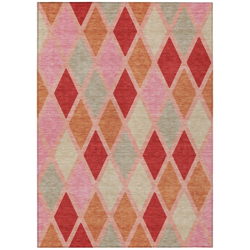 Machine Washable Indoor/ Outdoor Chantille Prism Diamond Rug