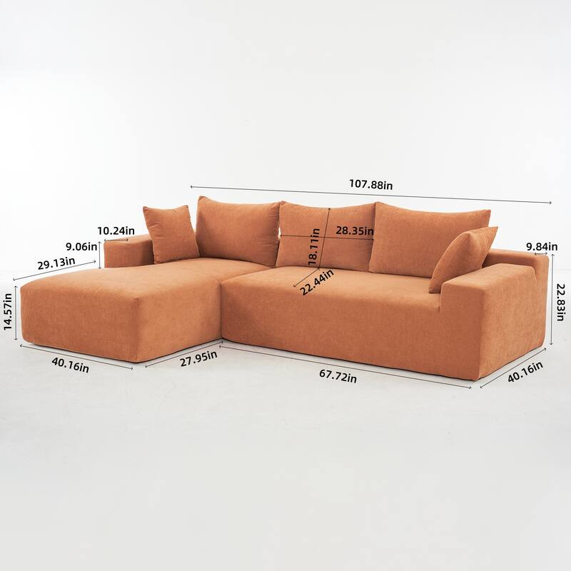 108x68" Extra-Deep Modular Sofa, Cloud Sofa for 4, No Assembly Needed