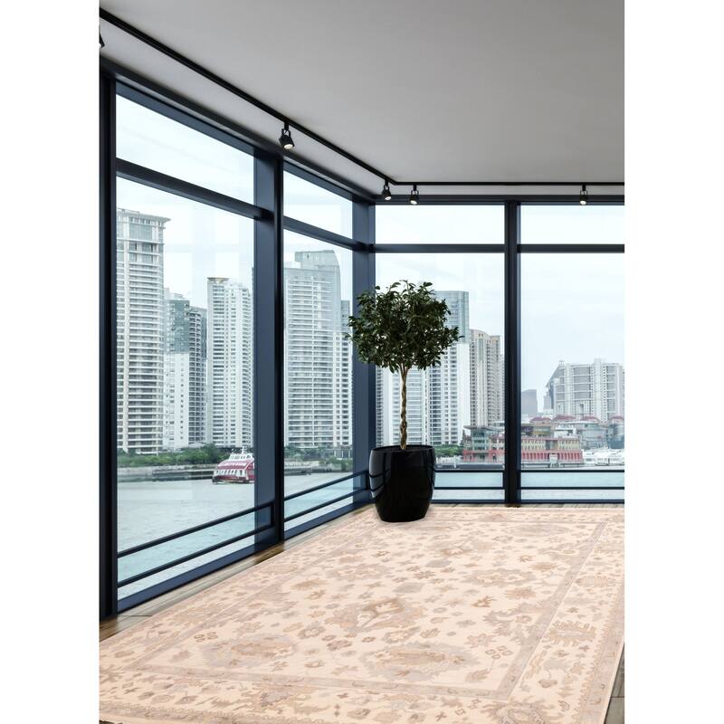 ECARPETGALLERY Hand-knotted Royal Oushak Cream Wool Rug - 9'0 x 11'6