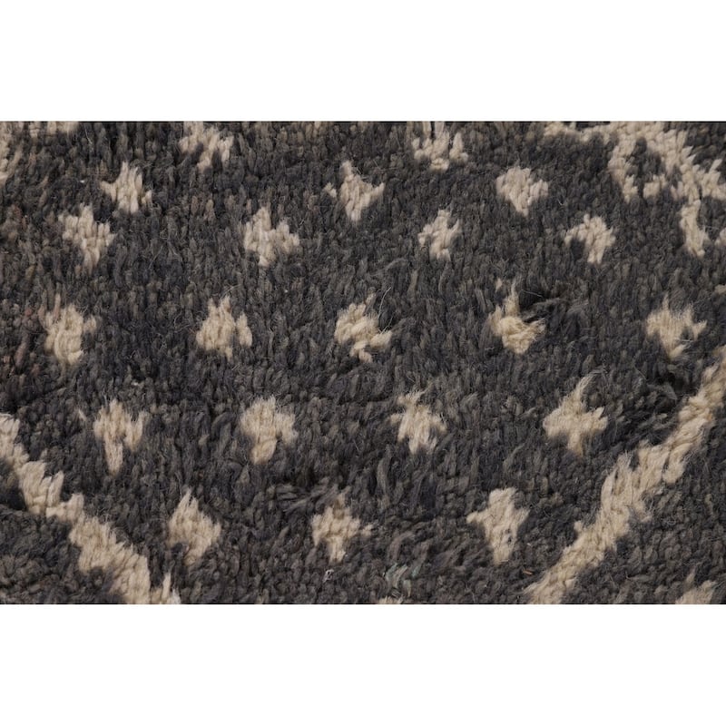 Tribal Gray Moroccan Oriental Area Rug Handmade Wool Carpet - 9'0" x 12'9"