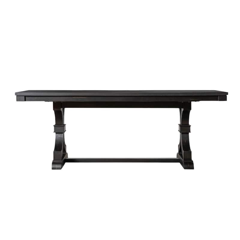 Rectangular Wooden Dining Table with Trestle Base in Black
