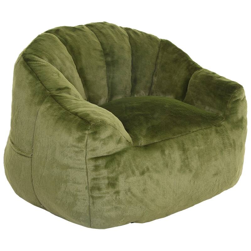 Adults with Armrests Comfy Bean Bag Chair - Green Leather