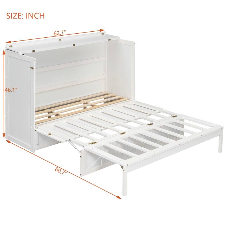 Queen Size Murphy Bed with Storage Drawers and USB Charging Vertical Cabinet Design