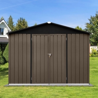 Outdoor 10x8ft Metal Storage Shed with Durable Metal Frame