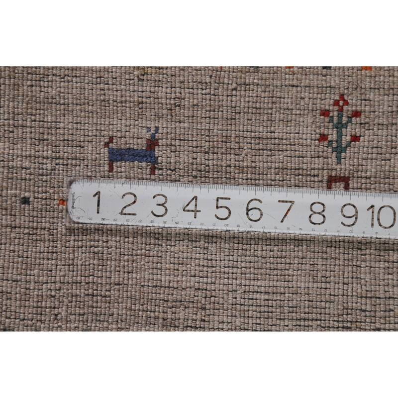 Hand Knotted Oriental 100% Wool Carpet Tribal Animal Pictorial Beige & Ivories Gabbeh Area Rug - 4' 11'' X 3' 0''