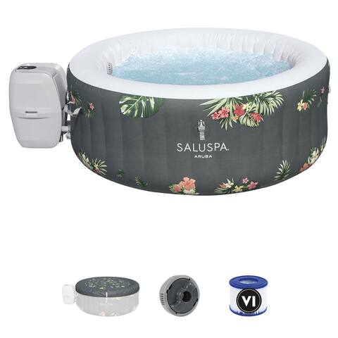 Bestway 60062E-BW Aruba 3-Person Portable Inflatable Round Air Jet Hot Tub Spa - 66.93 x 66.93 x 25.98 inches