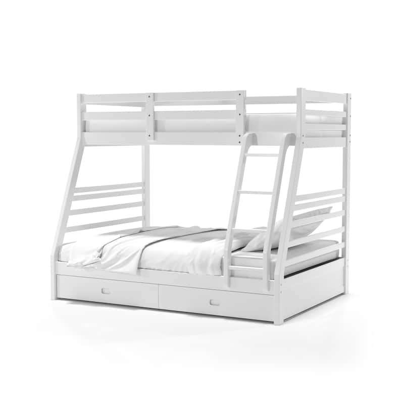 Cude Modern Twin over Full Solid Wood Bunk Bed Set by Furniture of America