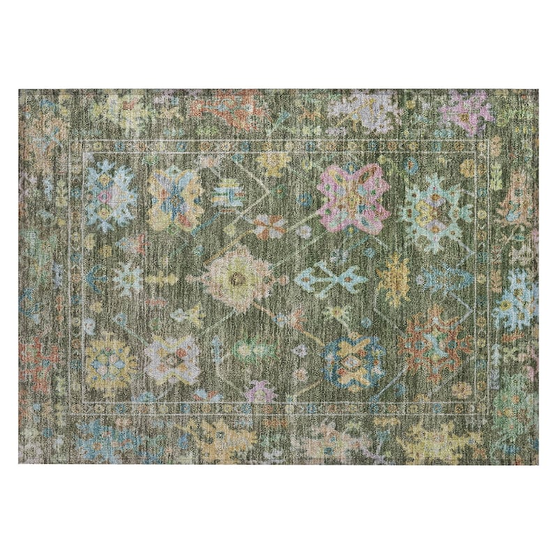 Machine Washable Indoor/ Outdoor Boho Traditional Chantille Rug