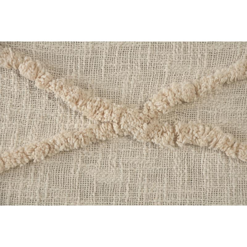 Sevita Handmade Tufted Diamonds Natural Cotton Throw Blanket