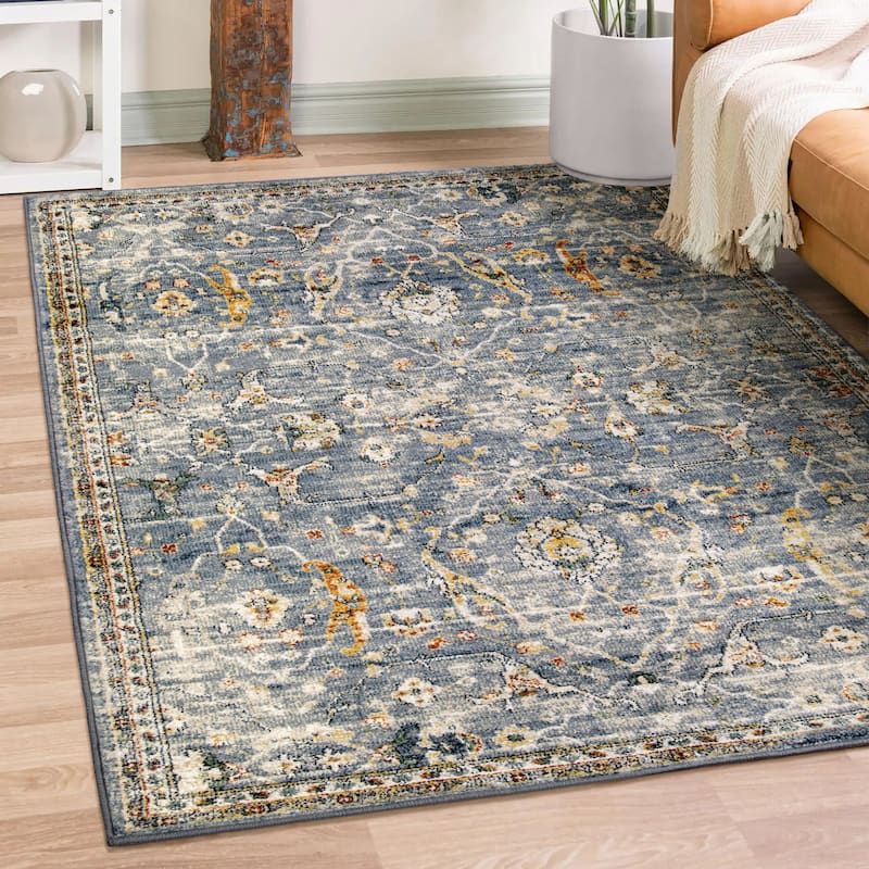 Orian Torrance Salida Blue Lace Stain Resistant Area Rug - 7'10" x 10'10" - Light Blue