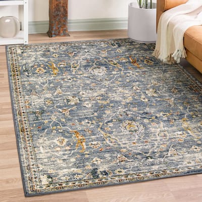 Orian Torrance Salida Blue Lace Stain Resistant Area Rug