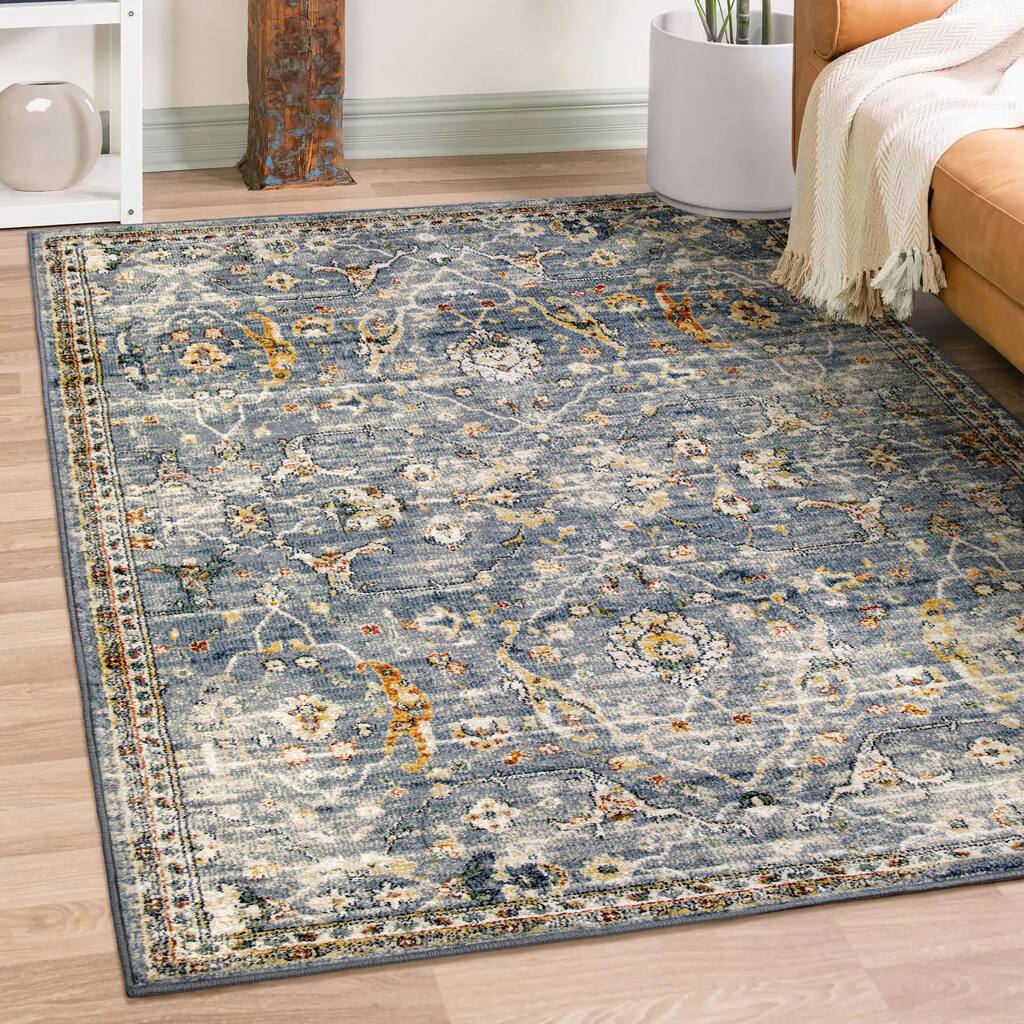 Orian Torrance Salida Blue Lace Stain Resistant Area Rug