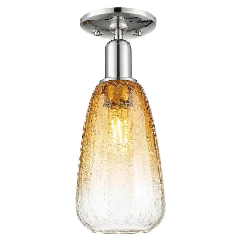 Innovations Lighting Downtown Urban - Brookhaven Almond - 1 Light 6" Semi-Flush Mount Light - Polished Nickel/Amber Shade