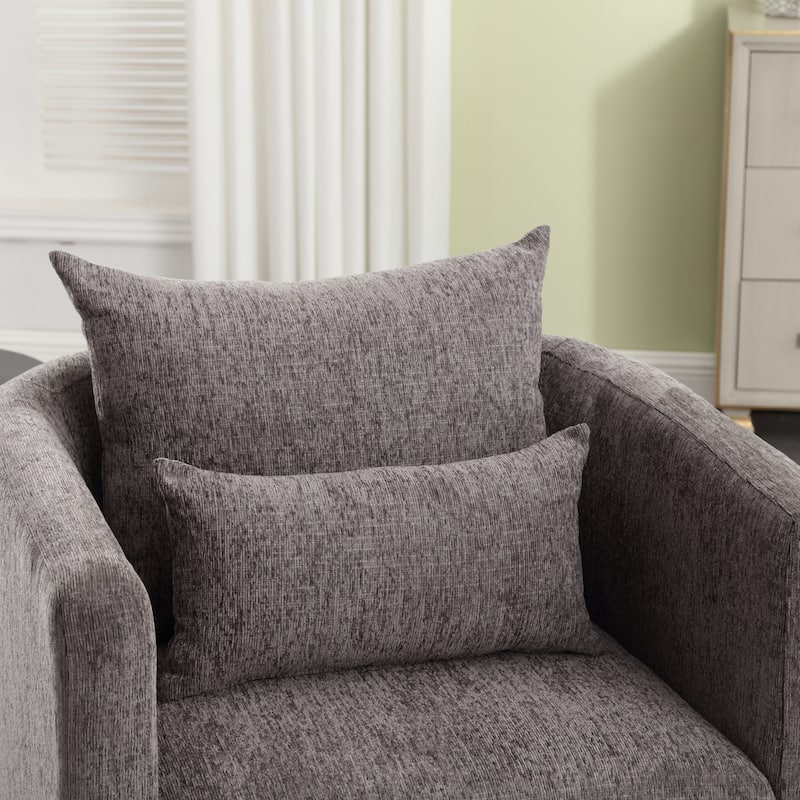 GDFStudio - Harper Chenille Swivel Barrel Chair with Sturdy Metal Base and Ergonomic Design
