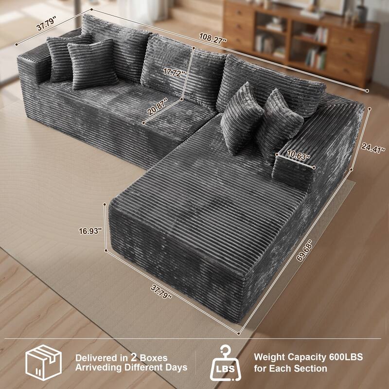 OVIOS All-Foam Plush L-Shaped Sofa​