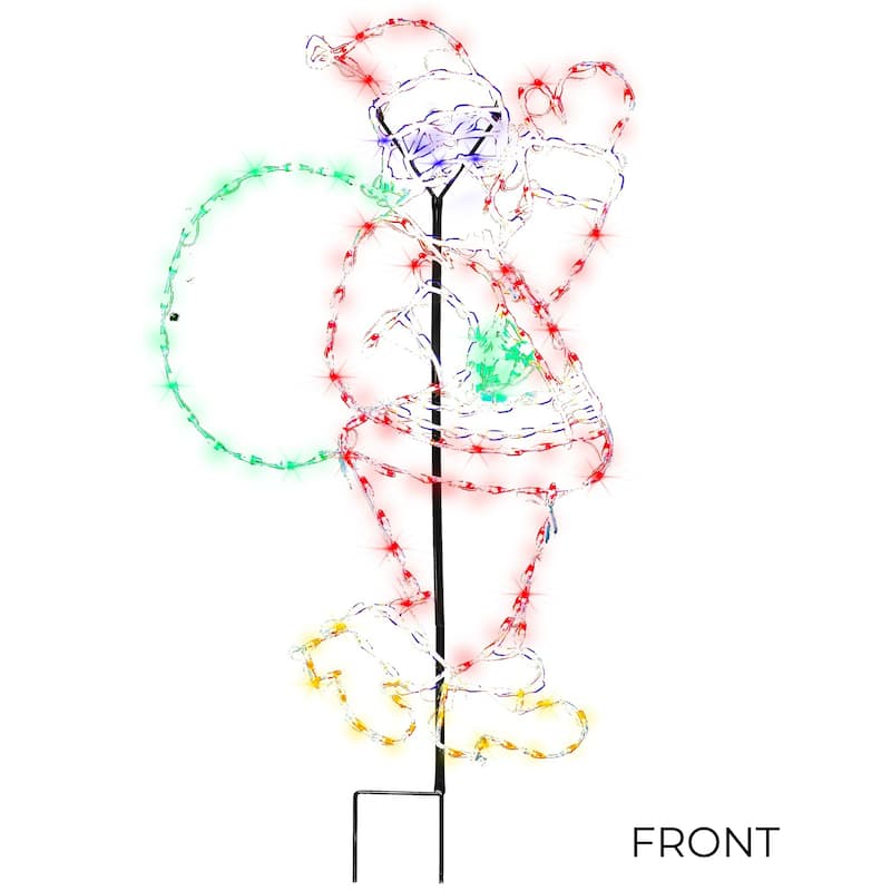 LED Lighted Santa with Bag Outdoor Christmas Decoration - 5' - Multi