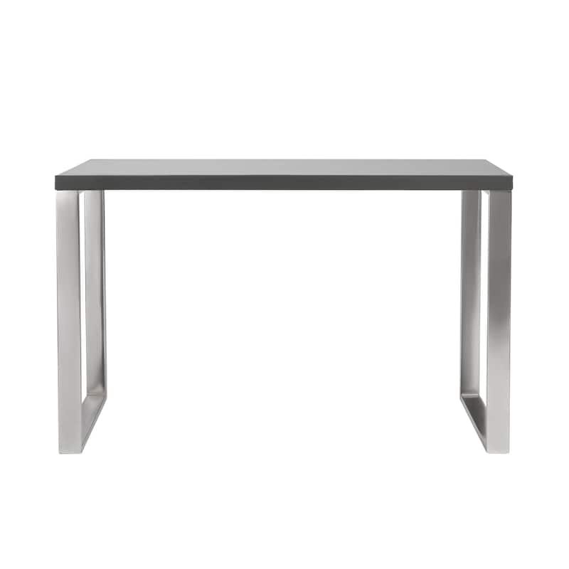 HomeRoots 47" Gray and Silver Wood and Stainless Steel Sled Writing Desk