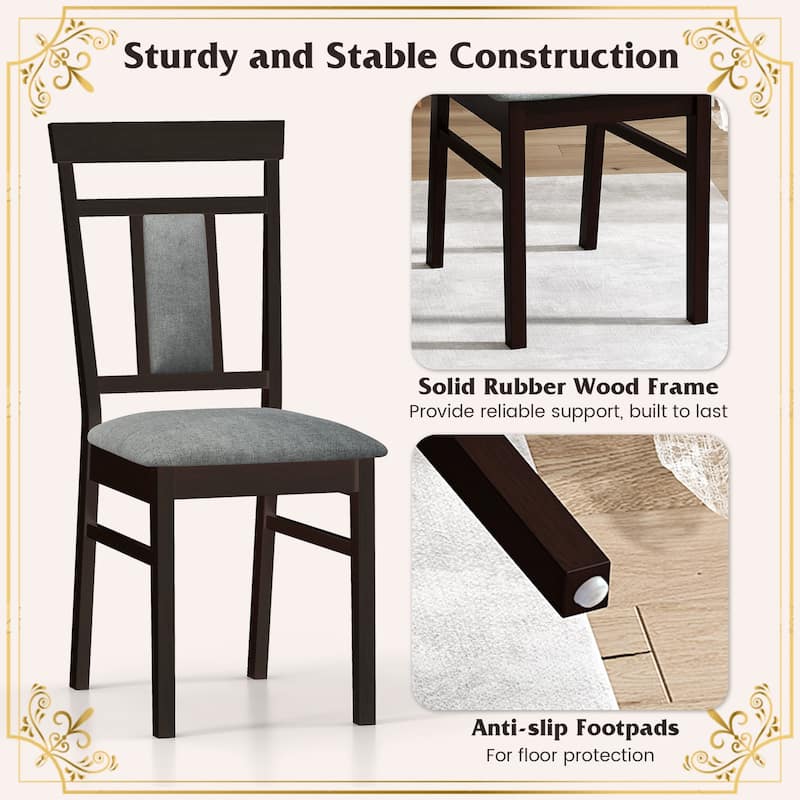 Gymax Modern Home Dining Chair Set of 2 w/Upholstered Seat & Backrest