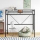 preview thumbnail 1 of 5, Black Twin Size Metal Loft Bed Frame with Stairs & Full-Length Guardrail, Space-Saving Design Black
