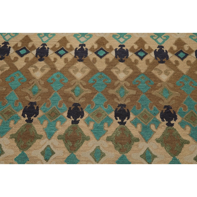 Hand Tufted 100% Wool Oriental Area Rug Beige,Brown Color