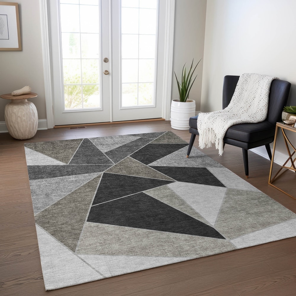 Machine Washable Indoor/ Outdoor Chantille Contemporary Mosaic Rug
