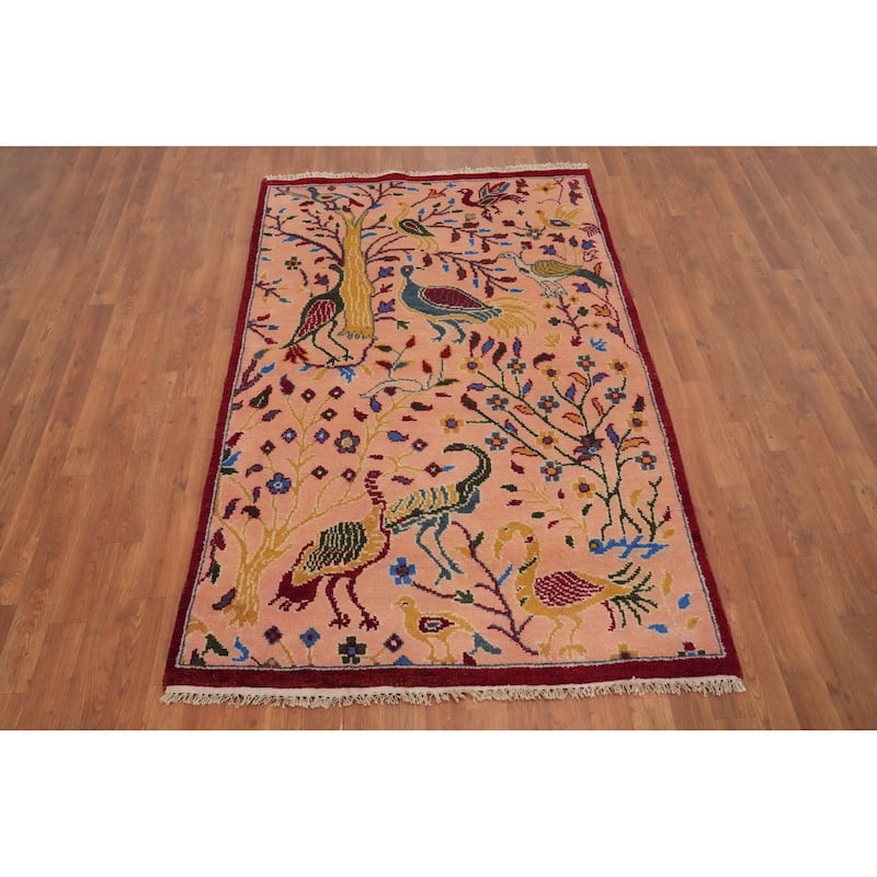 Hand Knotted Oriental 100% Wool Carpet Traditional Floral Pink Ziegler Area Rug - 6' 0'' X 3' 11''
