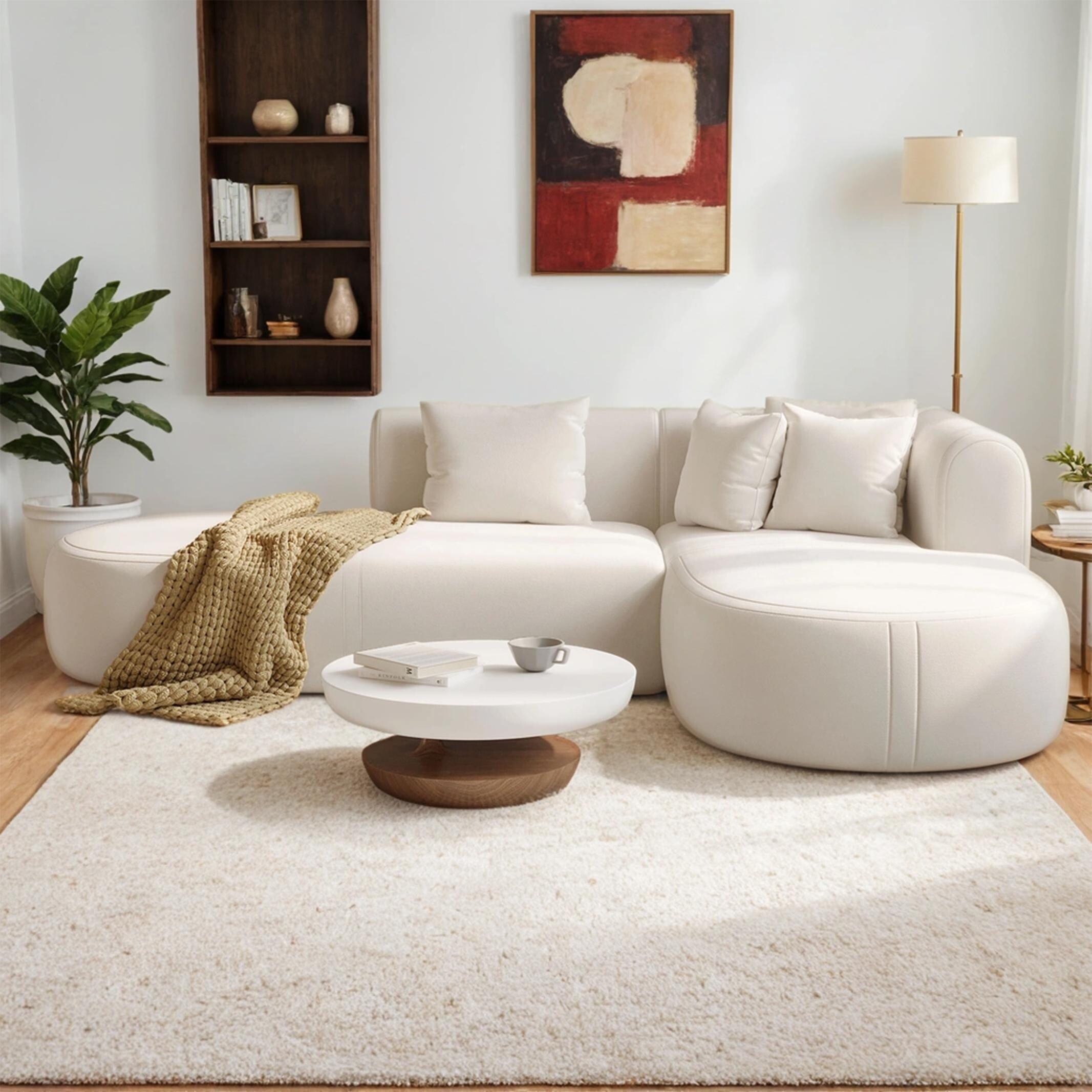 Corner Sofa for Living Room, Modern L Upholstered Couches with 4
