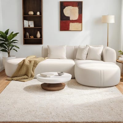 Mirod Curved Corner Sectional - Stylish Living Room Sofa with Wide Stitching, Multi-Space Design