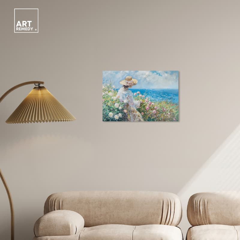 Art Remedy Gentle Sea Gallery Wrapped Impressionism 1 Piece Canvas Wall Art /Monet And Van Gogh Inspired Art