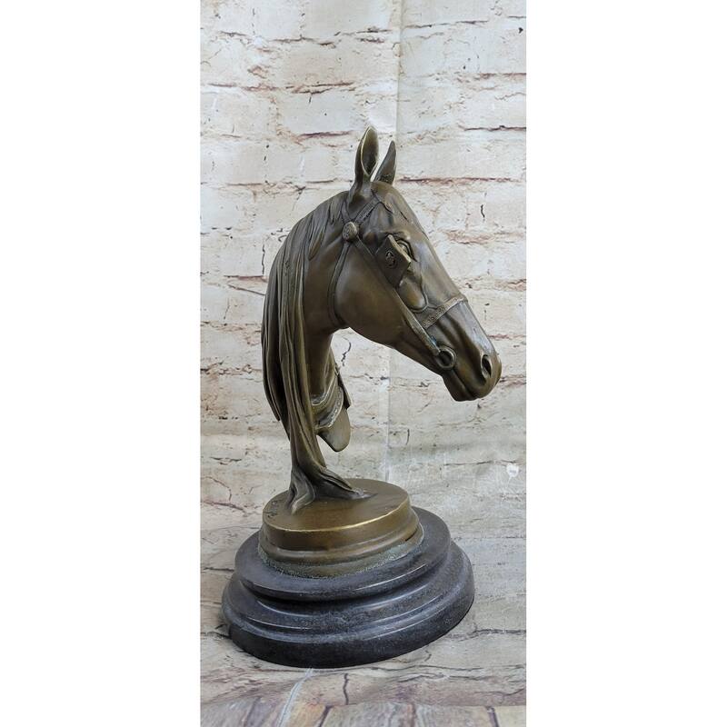 Hot Cast Bronze Imitative Horses Head Sculpture Marble Statue Figurine Barye Home Decor Art
