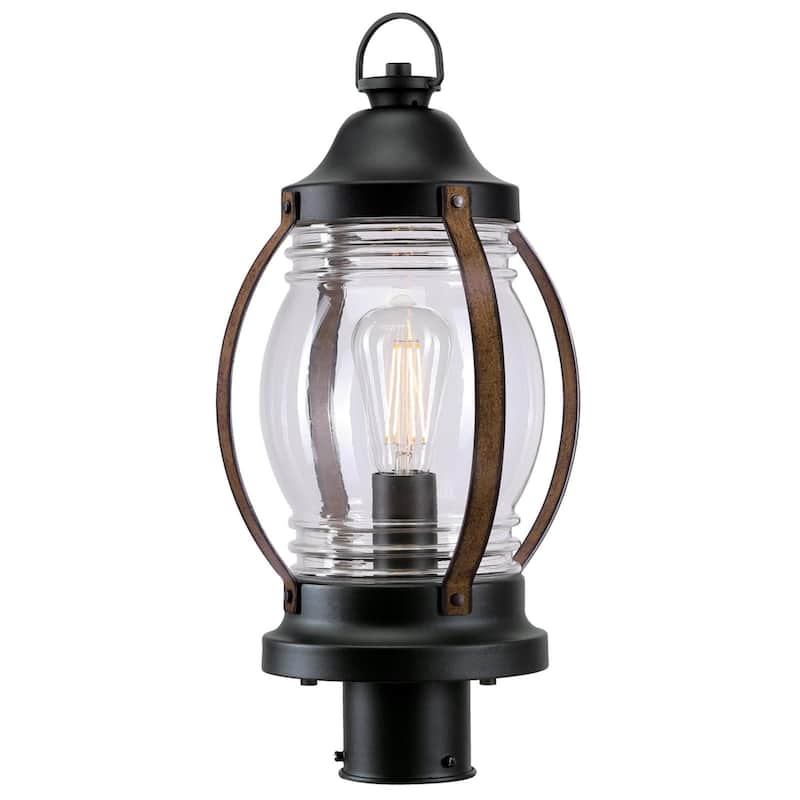Westinghouse Lighting Canyon Outdoor Fixture - Post Top Lantern - Textured Black and Barnwood