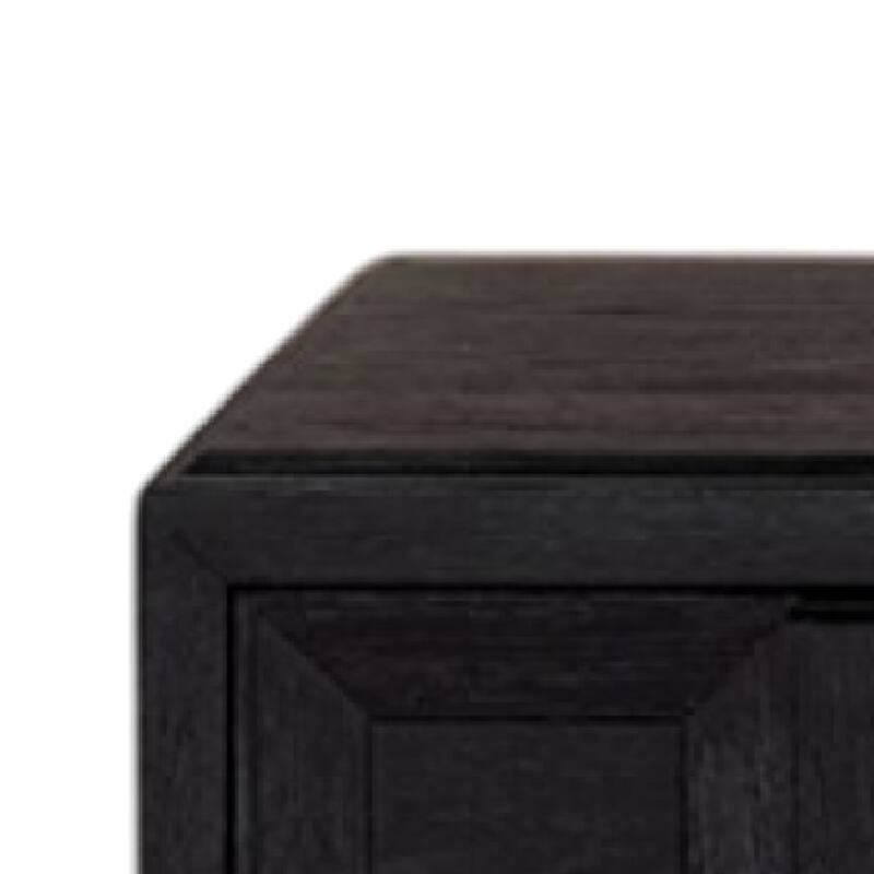 Kizie Coffee Table, Drawers, Caster Wheels, Black Rubberwood, 54 Inch